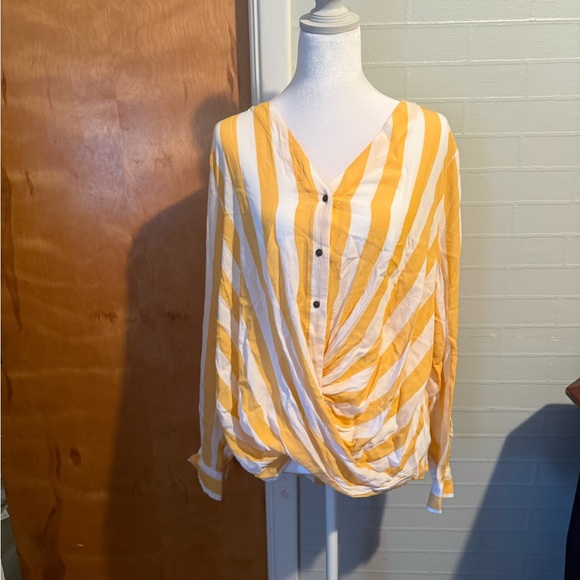 a.n.a Tops - a.n.a Yellow and White Striped Blouse